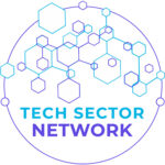 Text displaying 'Tech Sector Network' accompanied by an illustration of interconnected hexagons, symbolizing the dynamic and interconnected nature of technology advancements.